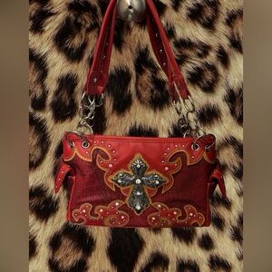 Y2K RED Embellished Cross Shoulder Purse